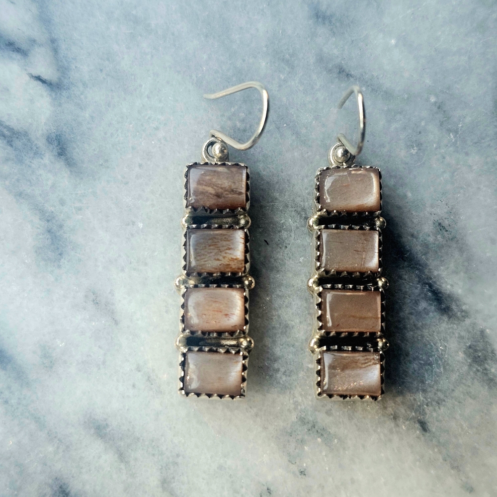 Elegant Sterling Silver and Chocolate Moonstonr Earrings